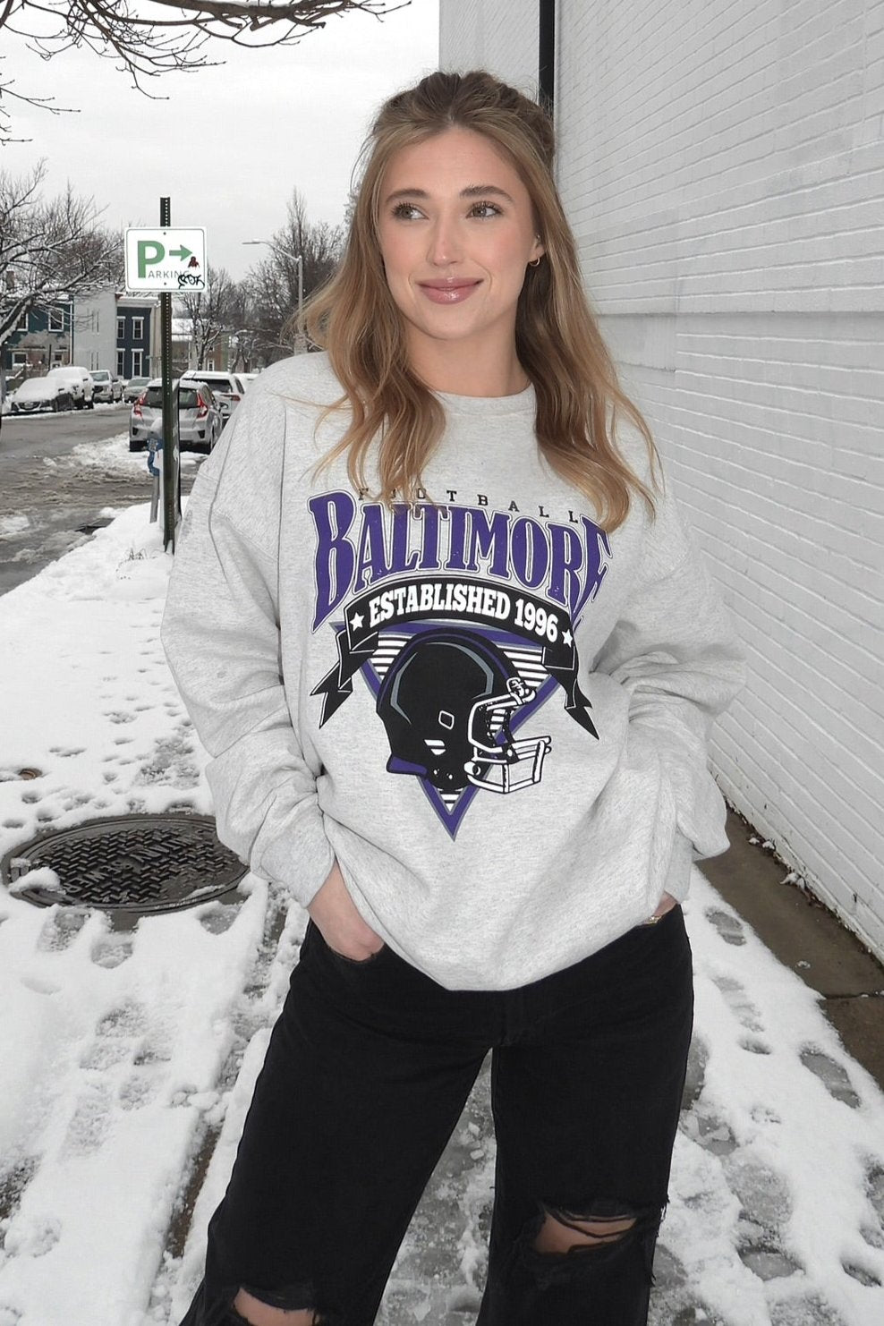 Brightside the Label Baltimore Triangle Vintage Football Crewneck