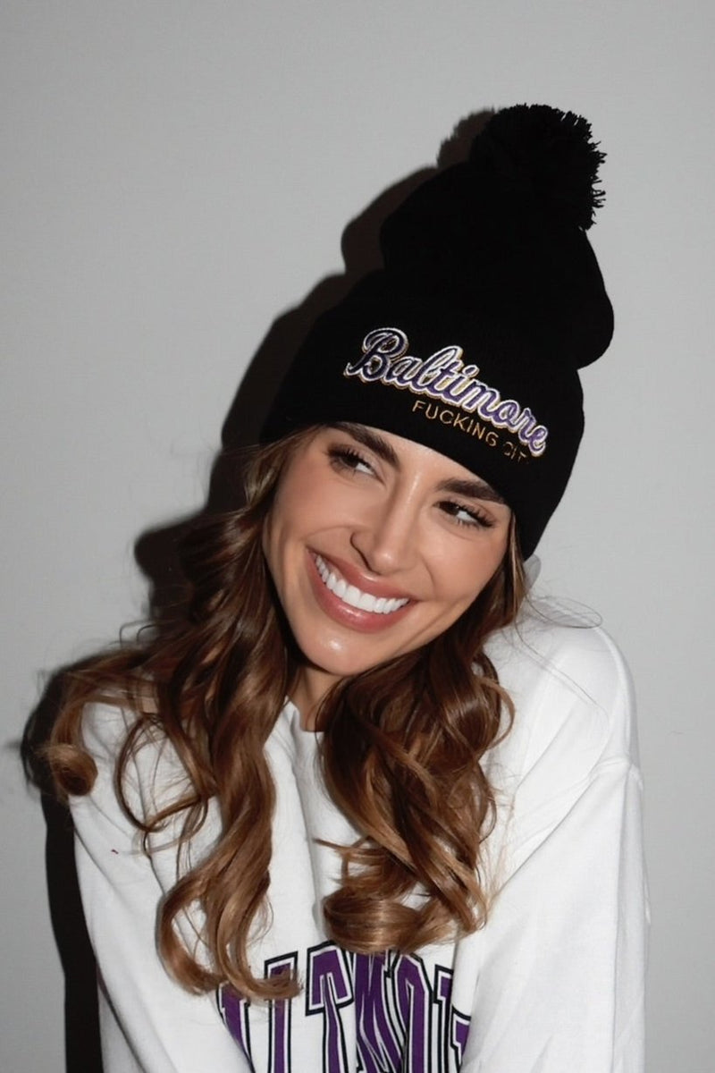 Brightside the Label Baltimore Fucking City Pom Pom Beanie