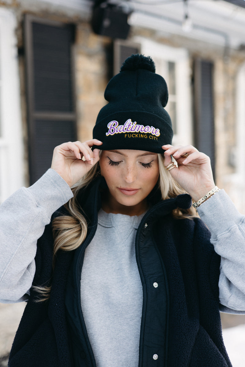 Brightside the Label Baltimore Fucking City Pom Pom Beanie