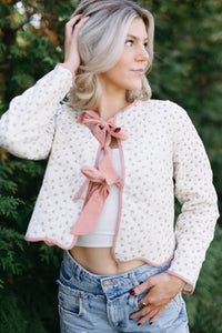 Floral Quilted Bow Jacket