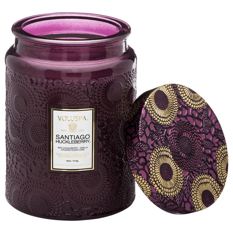 Voluspa Large Embossed Candle - Santiago Huckleberry