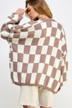 Soho Boho Checkered Oversized Cardigan