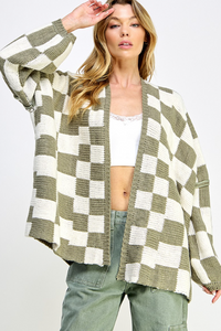 Soho Boho Checkered Oversized Cardigan