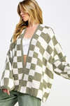 Soho Boho Checkered Oversized Cardigan