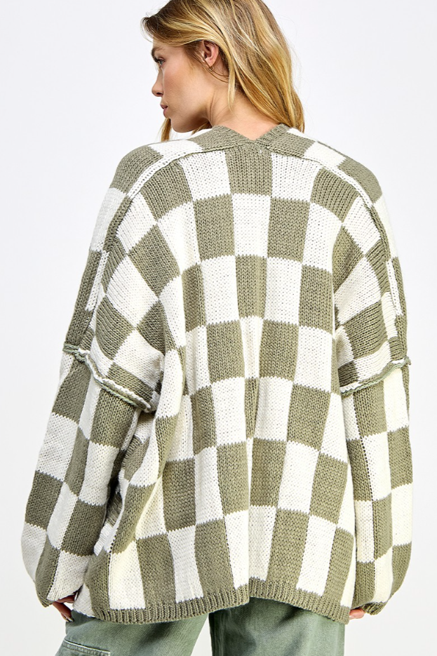 Soho Boho Checkered Oversized Cardigan