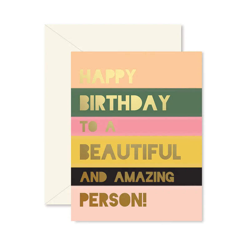 Beautiful Person Colorblock Birthday Card