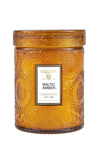 Voluspa Small Embossed Glass Jar - Baltic Amber