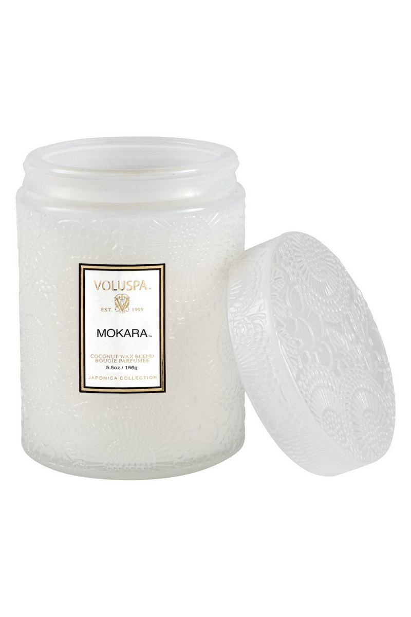 Voluspa Small Embossed Glass Jar - Mokara